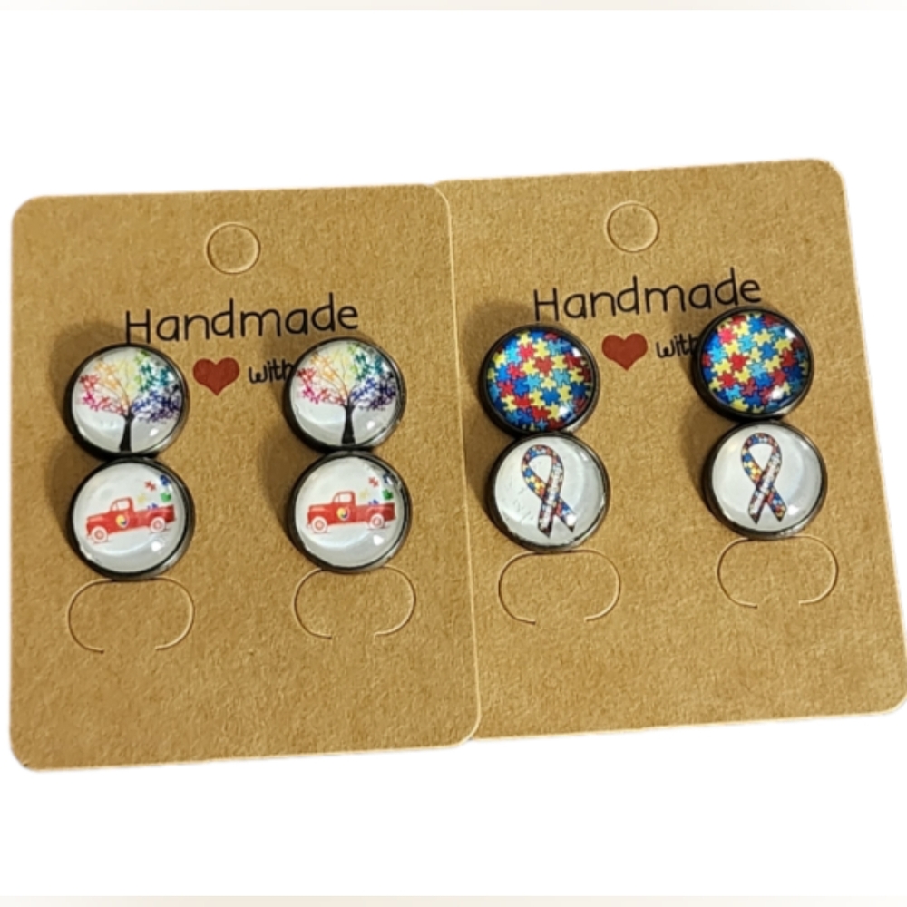 Puzzle Piece/Autism Mix Bulk/Pack Stud Earrings (4 Pairs)